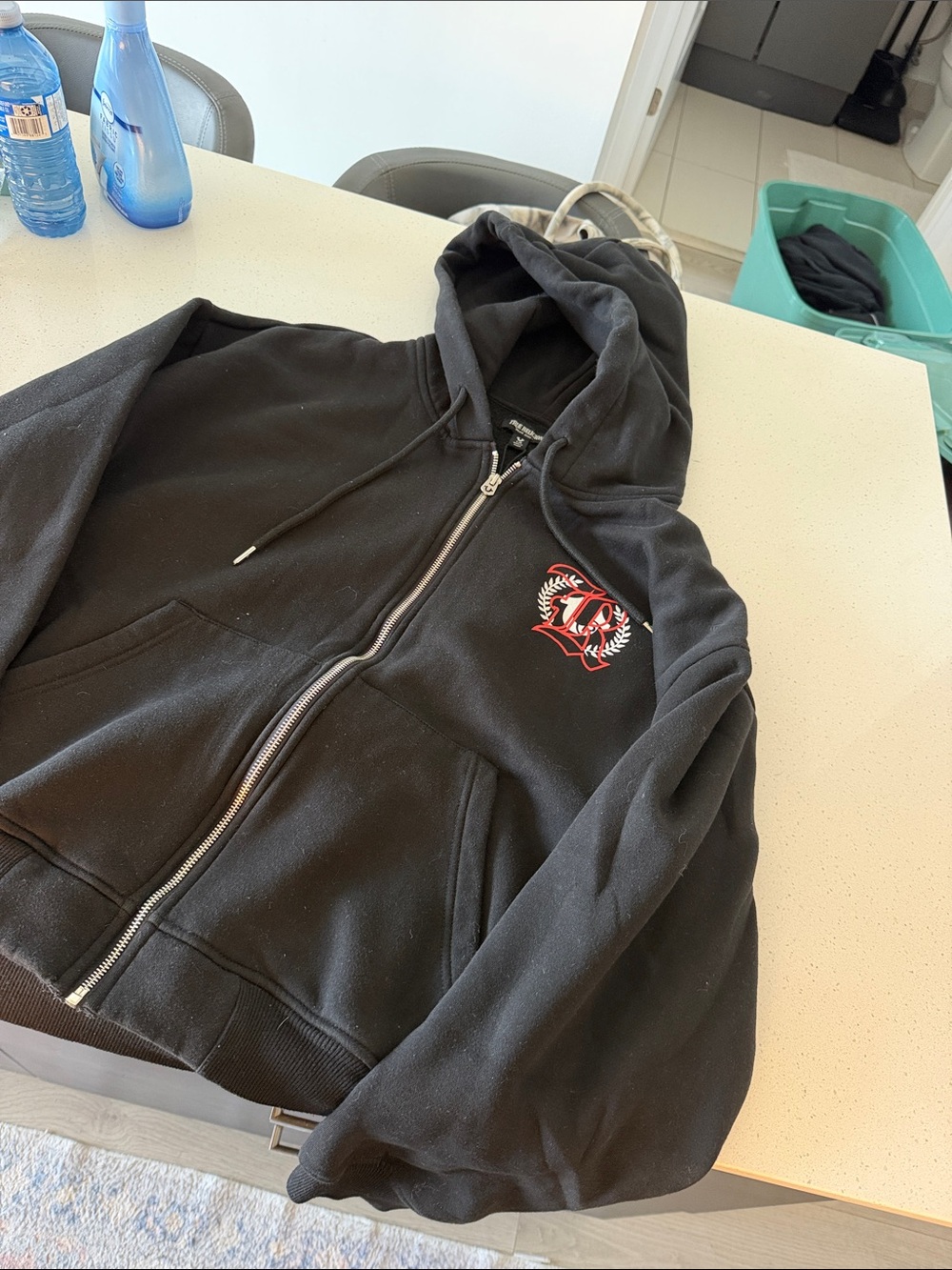 True Religion Black Zip-Up Hoodie Jacket